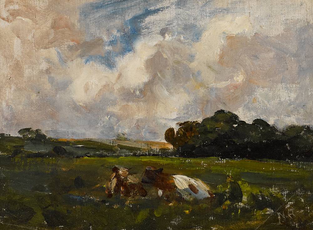 CATTLE IN PASTURE, MALAHIDE, COUNTY DUBLIN by Nathaniel Hone RHA (1831-1917) at Whyte's Auctions