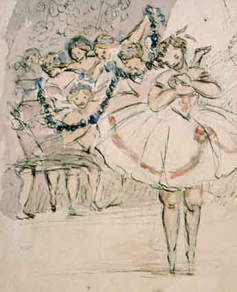 BALLERINAS WITH GARLANDS OF FLOWERS by Louisa Ann, Marchioness of Waterford sold for 431 at Whyte's Auctions