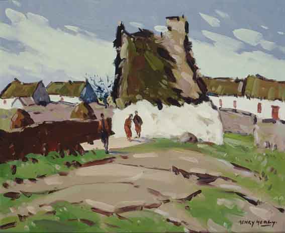 WEST OF IRELAND VILLAGE by Henry Healy RHA (1909-1982) at Whyte's Auctions