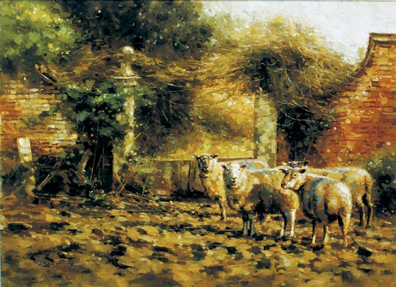SHEEP IN A YARD by Mark O'Neill (b.1963) at Whyte's Auctions