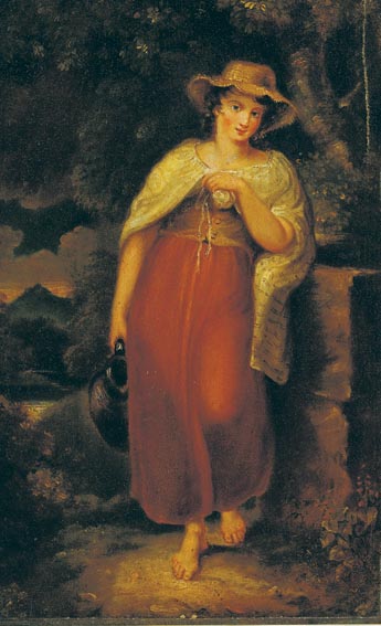 YOUNG WOMAN WITH A WATER PITCHER LEANING BY A WELL by Ellen Williams sold for 1,300 at Whyte's Auctions