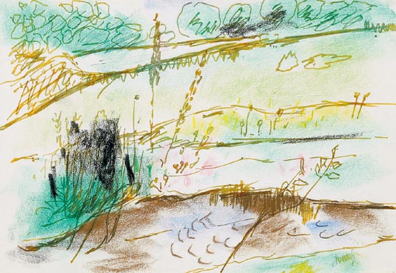 GARDEN LANDSCAPE WITH POND by Norah McGuinness HRHA (1901-1980) at Whyte's Auctions