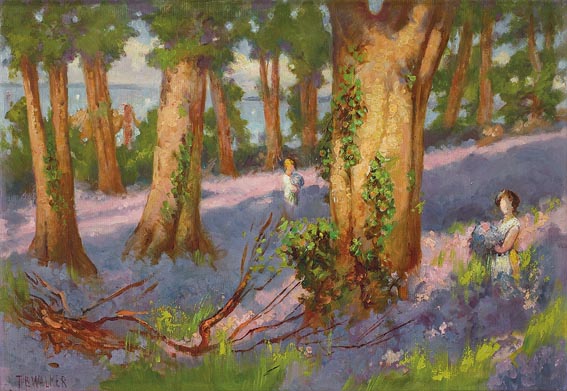 BLUEBELLS WITH VIEW OF BELFAST LOUGH by Thomas Bond Walker sold for 2,200 at Whyte's Auctions