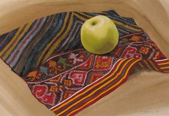 APPLE AND IKAT WEAVING by Patricia Jorgensen sold for 950 at Whyte's Auctions