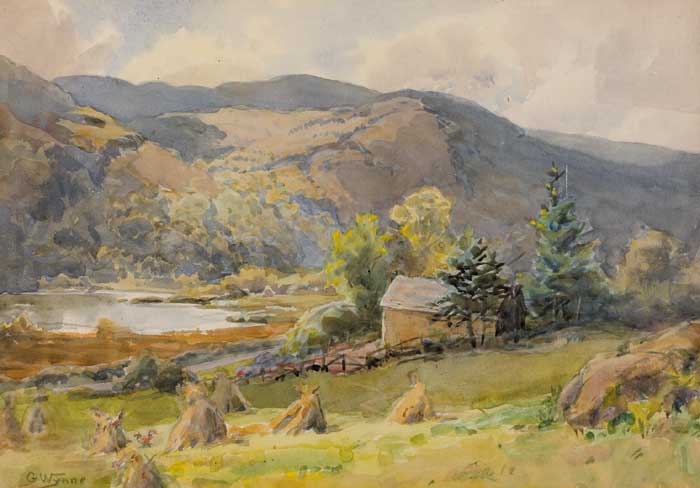 HAYSTACKS IN A VALLEY, COUNTY WICKLOW by Gladys Wynne sold for 1,400 at Whyte's Auctions