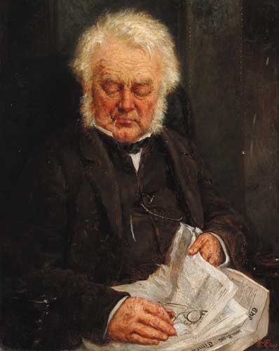 A GENTLEMAN ASLEEP OVER HIS NEWSPAPER by Samuel McCloy sold for 3,400 at Whyte's Auctions