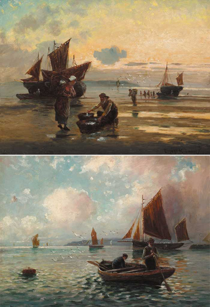 SETTING OUT and SORTING THE CATCH (A PAIR) by Eugene J. McSwiney (1866-1936) at Whyte's Auctions