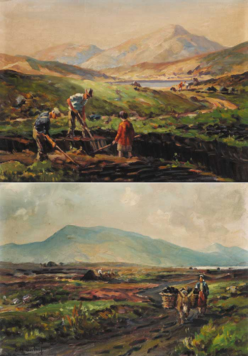 TURF CUTTING, DONEGAL (A PAIR) by Charles J. McAuley RUA ARSA (1910-1999) at Whyte's Auctions