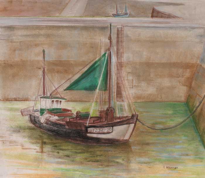 BOATS IN THE HARBOUR, HONFLEUR, 1984 by Barbara Warren sold for 800 at Whyte's Auctions