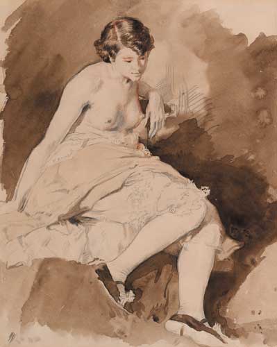 SEATED SEMI-NUDE GIRL by Sir William Orpen KBE RA RI RHA (1878-1931) at Whyte's Auctions