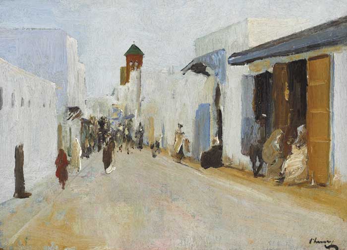A STREET IN RABAT, MOROCCO, 1920 by Sir John Lavery sold for 21,000 at Whyte's Auctions