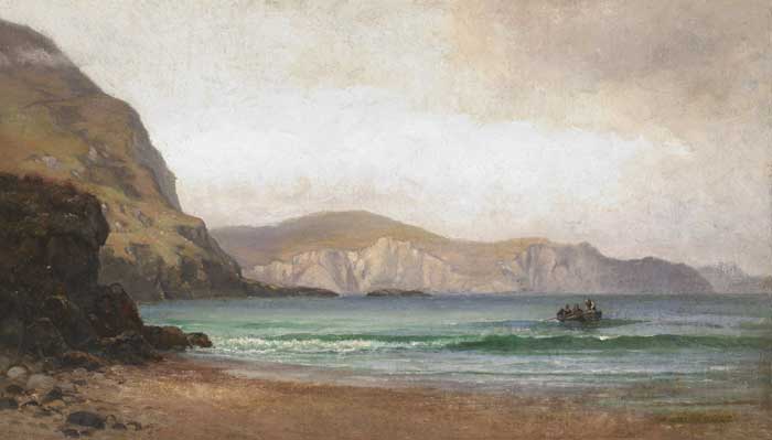 VIEW OF ACHILL ISLAND AND FISHERMAN and GRACE O'MALLEY'S CASTLE, ACHILL ISLAND, COUNTY MAYO (A PAIR) by Alexander Williams sold for 2,800 at Whyte's Auctions