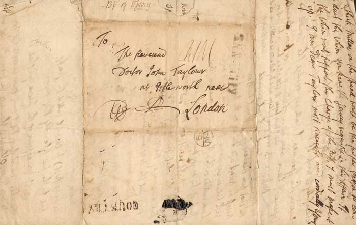 1770 (25 April) letter from the Bishop of Ossory, at Kilkenny to Dr. John Taylor, London at Whyte's Auctions