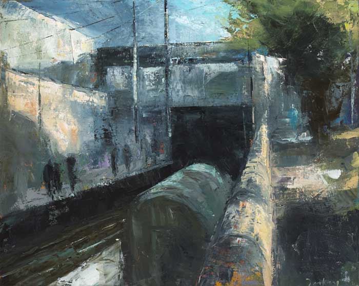 TRAIN STATION AT DUN LAOGHAIRE, 2002 by Donald Teskey sold for 8,000 at Whyte's Auctions