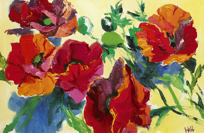 POPPIES ON YELLOW, c.1980s by Kenneth Webb RWA FRSA RUA (b.1927) at Whyte's Auctions