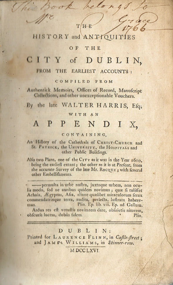 1766: The History and Antiquities of the City of Dublin by Walter Harris at Whyte's Auctions