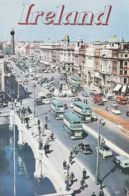 O’Connell Street Come To Dublin 1950s Vintage Travel Poster Print Ireland 