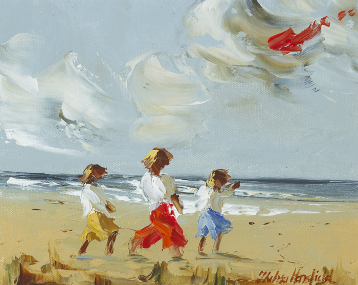 CHILDREN WITH A RED KITE by Thelma Mansfield (b.1949) at Whyte's Auctions
