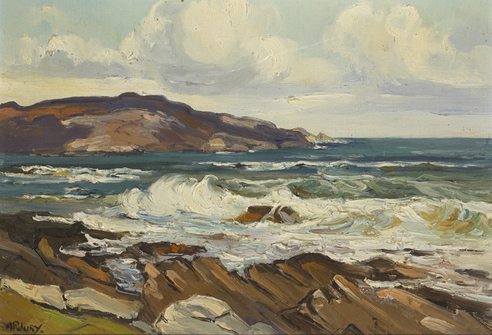 AUTUMN, STORMY SEA, PORTNABALAGH, COUNTY DONEGAL by Anne Primrose Jury sold for 480 at Whyte's Auctions
