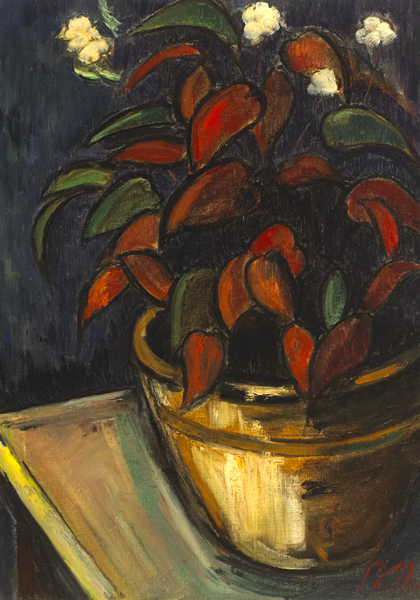 LARGE POT AND PLANT [BEGONIA] by Peter Collis RHA (1929-2012) at Whyte's Auctions