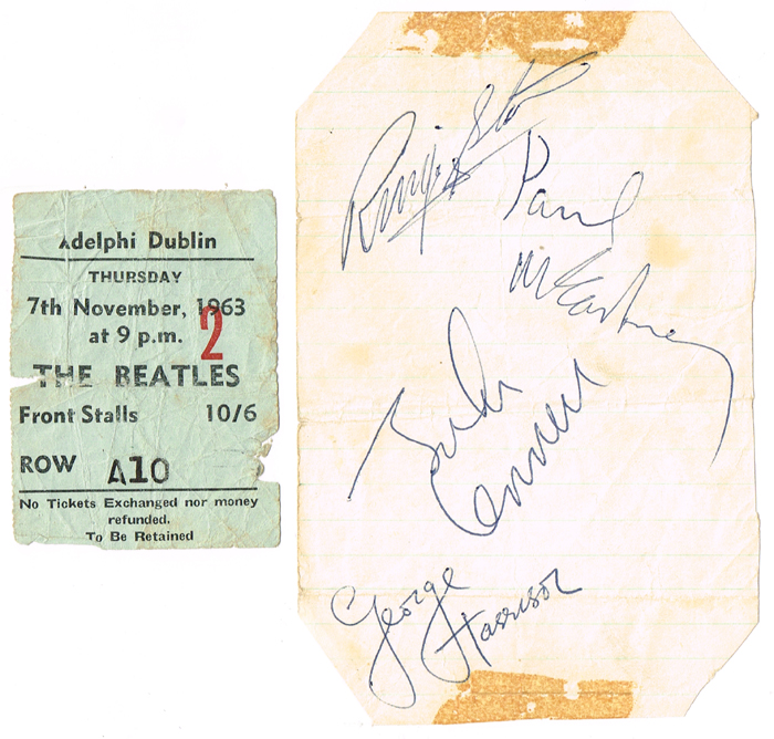 The Beatles. 1963 Dublin concert collection including autographs. at Whyte's Auctions