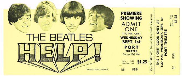 The Beatles: Help! movie premiere advanced ticket<R> at Whyte's Auctions