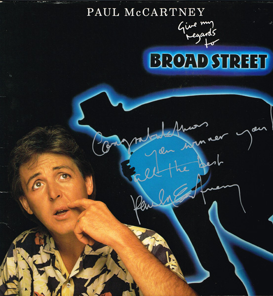 Paul McCartney, Give My Regards to Broad Street, signed. at Whyte's Auctions