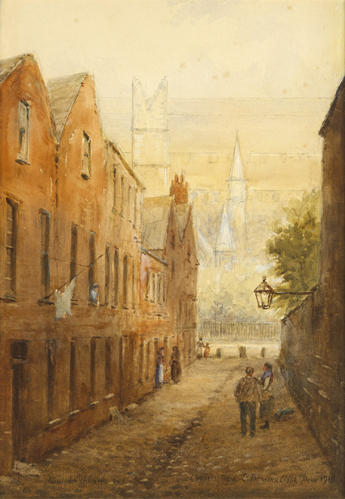 CHAPTER PLACE, ST PATRICK'S CLOSE, 1910 by Alexander Williams sold for 2,100 at Whyte's Auctions