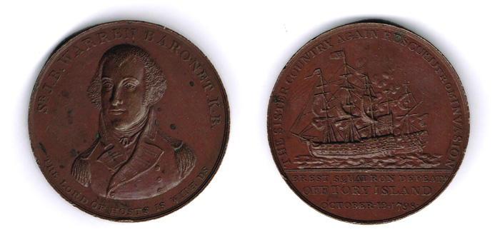 1798 bronze medal. BREST SQUADRON DEFEATED OFF TORY ISLAND. OCTOBER 12 1798. at Whyte's Auctions