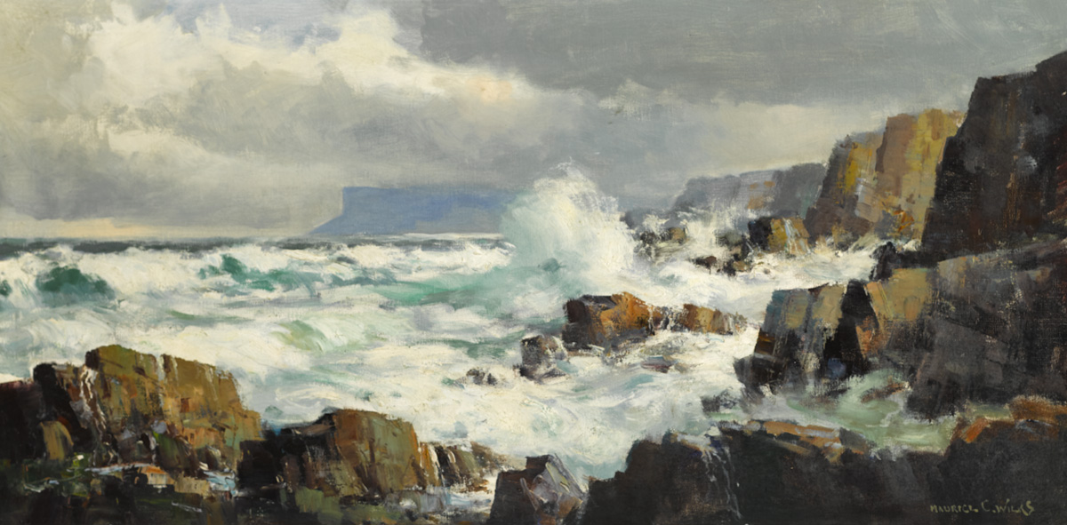 NORTHEAST GALE, ANTRIM COAST by Maurice Canning Wilks RUA ARHA (1910-1984) at Whyte's Auctions