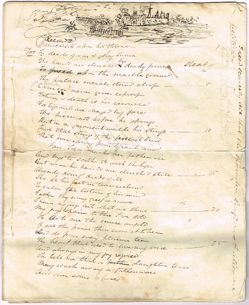 1786 List of Honour, The English Grammar School or Whyte's Academy and an 8-page manuscript poem. at Whyte's Auctions