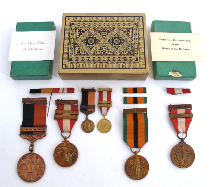 1917-1921 War of Independence medal with Comhrac bar and miniature, 1921-1971 Truce Survivor's medal and Emergency medal and miniature
 at Whyte's Auctions