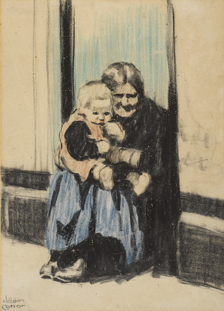 ELDERLY WOMAN AND CHILD by William Conor OBE RHA RUA ROI (1881-1968) at Whyte's Auctions