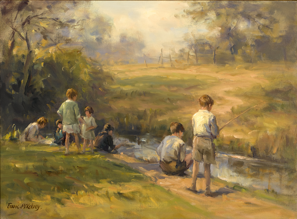 BOYS FISHING by Frank McKelvey RHA RUA (1895-1974) at Whyte's Auctions