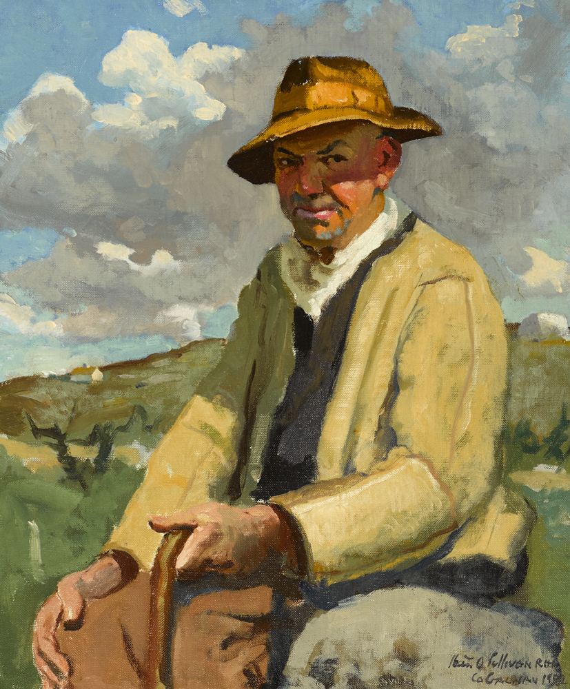 FARMER SEATED IN A LANDSCAPE, COUNTY GALWAY by Sen O'Sullivan RHA (1906-1964) at Whyte's Auctions