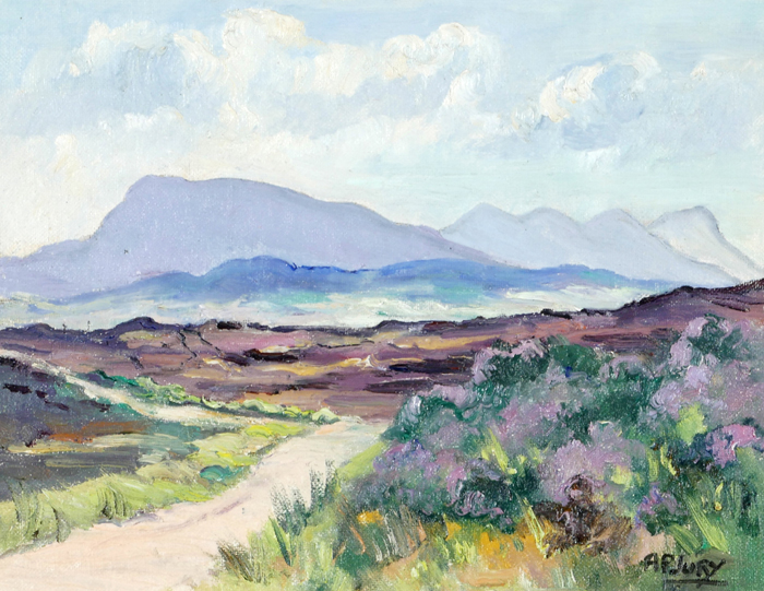 MOUNTAIN RANGE FROM HORN HEAD, COUNTY DONEGAL by Anne Primrose Jury sold for 400 at Whyte's Auctions
