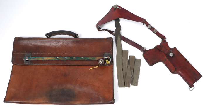 1940s lockable document case and post-war leather shoulder holster at Whyte's Auctions