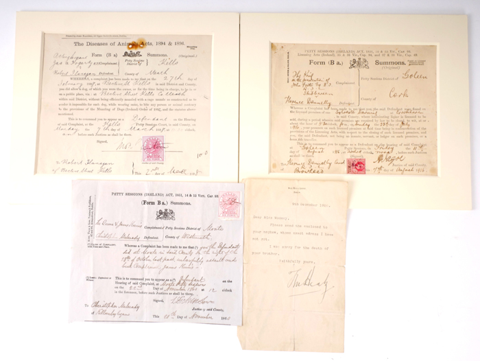 1916 (August 7) Summons served on an RIC constable found on a licenced premises after hours. at Whyte's Auctions