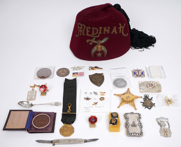 A collection of masonic and fraternal societies' badges and insignia. at Whyte's Auctions