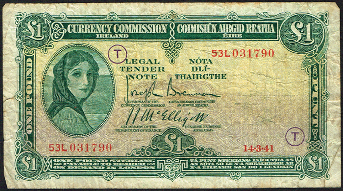 Currency Commission 'Lady Lavery' War Code One Pound collection 1941-43 at Whyte's Auctions