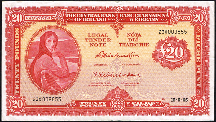 Central Bank 'Lady Lavery' Ten Pounds and Twenty Pounds collection 1965-72 at Whyte's Auctions