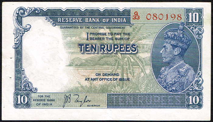 India. George VI selection of Reserve Bank of India banknotes. at Whyte's Auctions