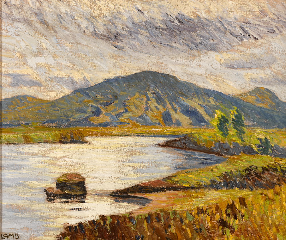 WEST OF IRELAND LANDSCAPE WITH MOUNTAINS AND LOUGH by Charles Vincent Lamb RHA RUA (1893-1964) at Whyte's Auctions