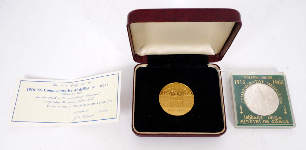 1916-1966 Golden Jubilee of the Easter Rising medals in 22 carat gold and sterling silver. at Whyte's Auctions