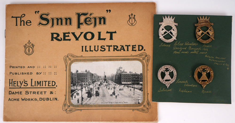 Sinn Fin Revolt Illustrated and replica Clare and Limerick Volunteers' badges at Whyte's Auctions