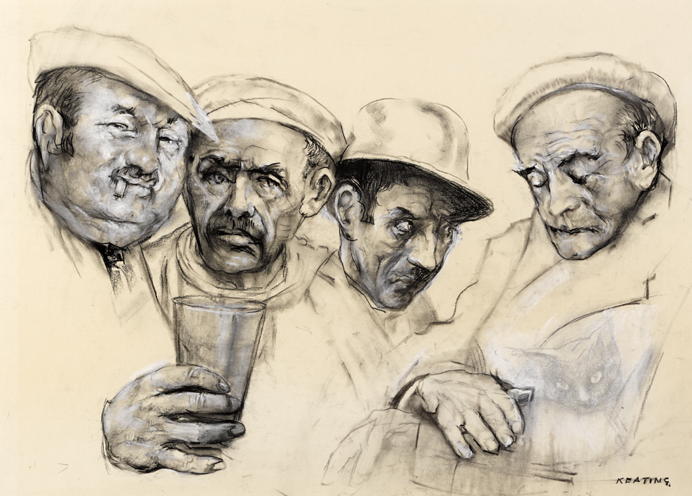 FOUR MEN AND A CAT, c.1970s by Sen Keating sold for 7,500 at Whyte's Auctions