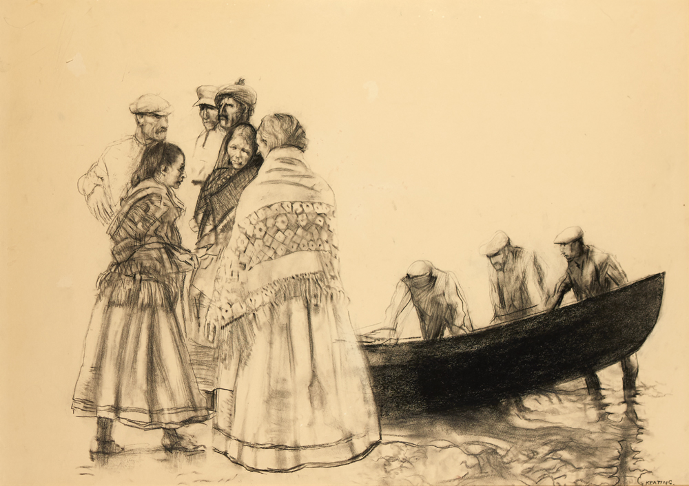 BOATMEN OF THE ARAN ISLANDS by Sen Keating PPRHA HRA HRSA (1889-1977) at Whyte's Auctions