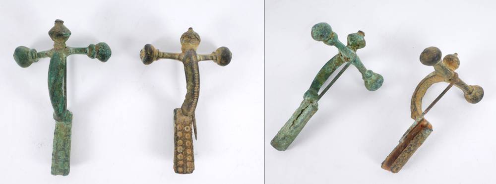 Two late-Roman bronze crossbow toga pins. at Whyte's Auctions