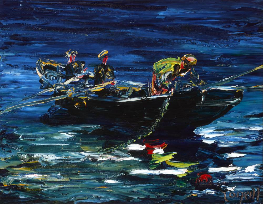 THREE MEN IN A BOAT by Liam O'Neill (b.1954) at Whyte's Auctions