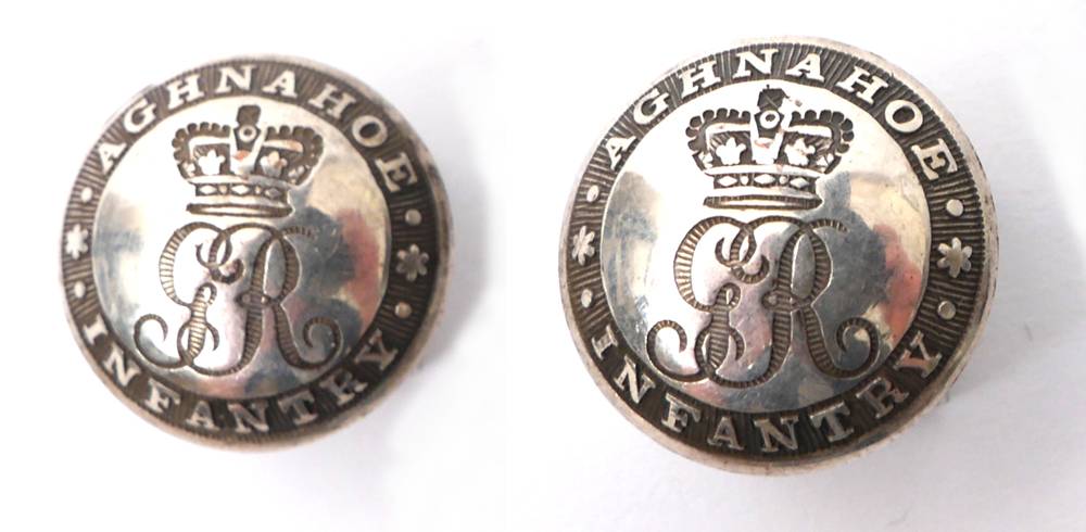 Circa 1780, Aghnahoe Infantry buttons. at Whyte's Auctions